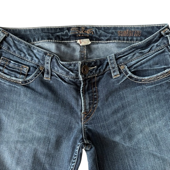 Silver Jeans Santorini Cropped Capri Stretch Low Rise Jean 30X25 Medium Wash - Picture 4 of 6